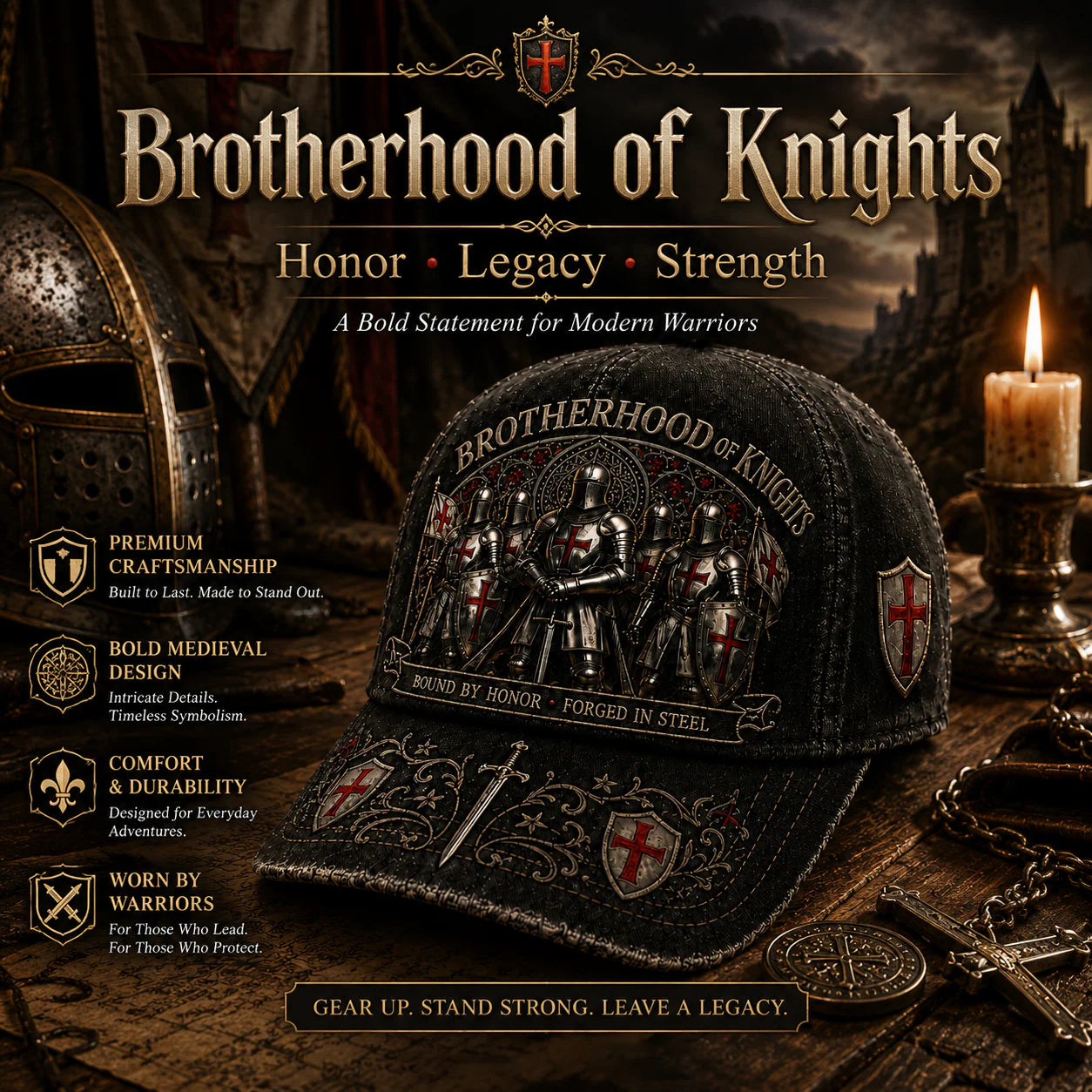 ⚔️ Bound By Honor Forged In Steel – Knights Templar Cap