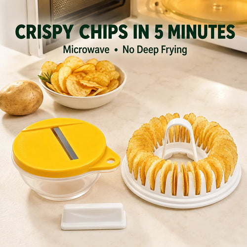DIY Microwave Potato Chip Maker 🥔 – Easy Slicer & Cooking Bowl Set