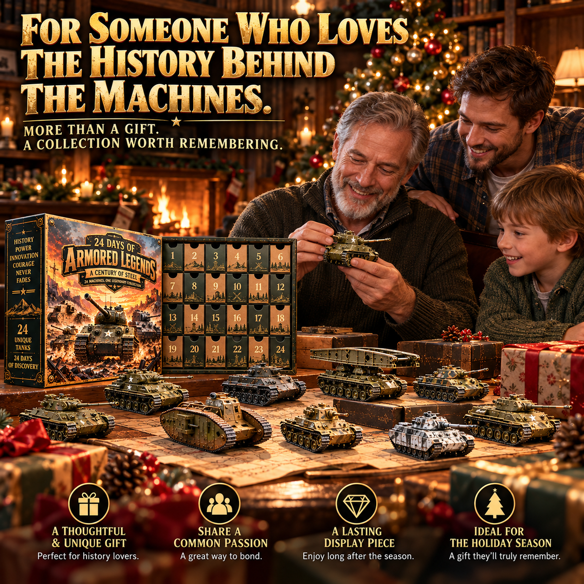 Armored vehicle themed advent calendar details