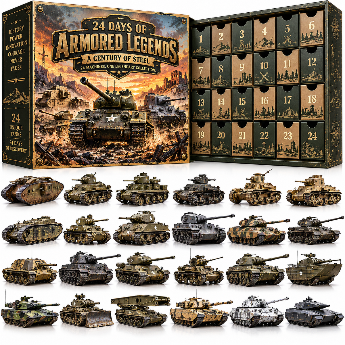 24-day miniature tank advent calendar product view