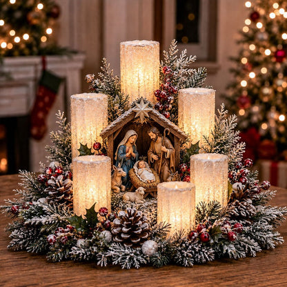 🎄 Lighted Christmas Snowman Centerpiece – Warm LED Candle Glow for Cozy Holiday Decor ✨