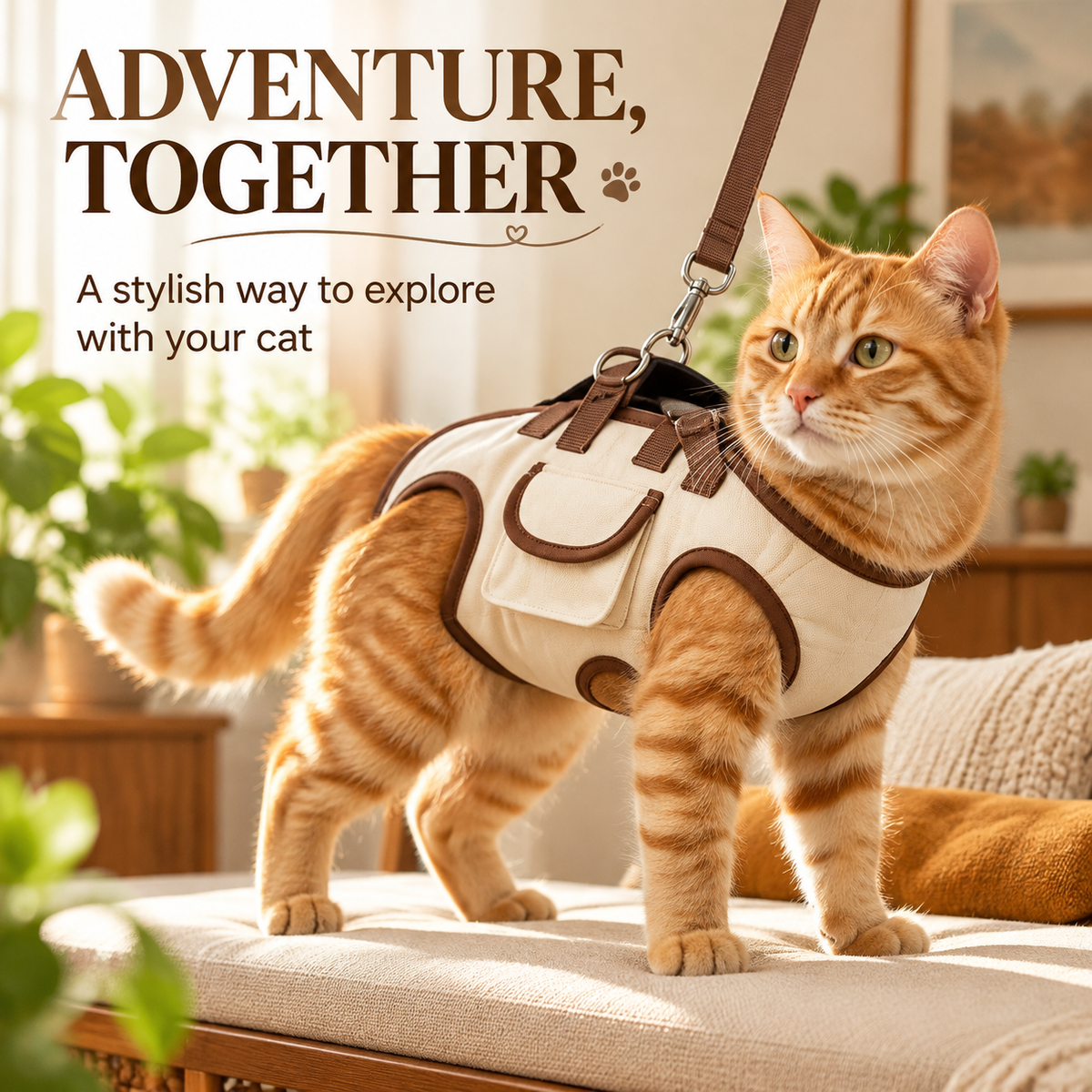 🐾 CozyPaws™ Cat Harness & Leash Set – Adventure Together