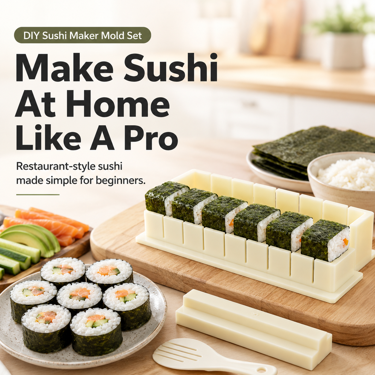 🍣 50% OFF Sushi Maker Mold – Perfect Homemade Rolls Made Easy