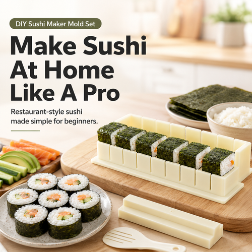 🍣 50% OFF Sushi Maker Mold – Perfect Homemade Rolls Made Easy
