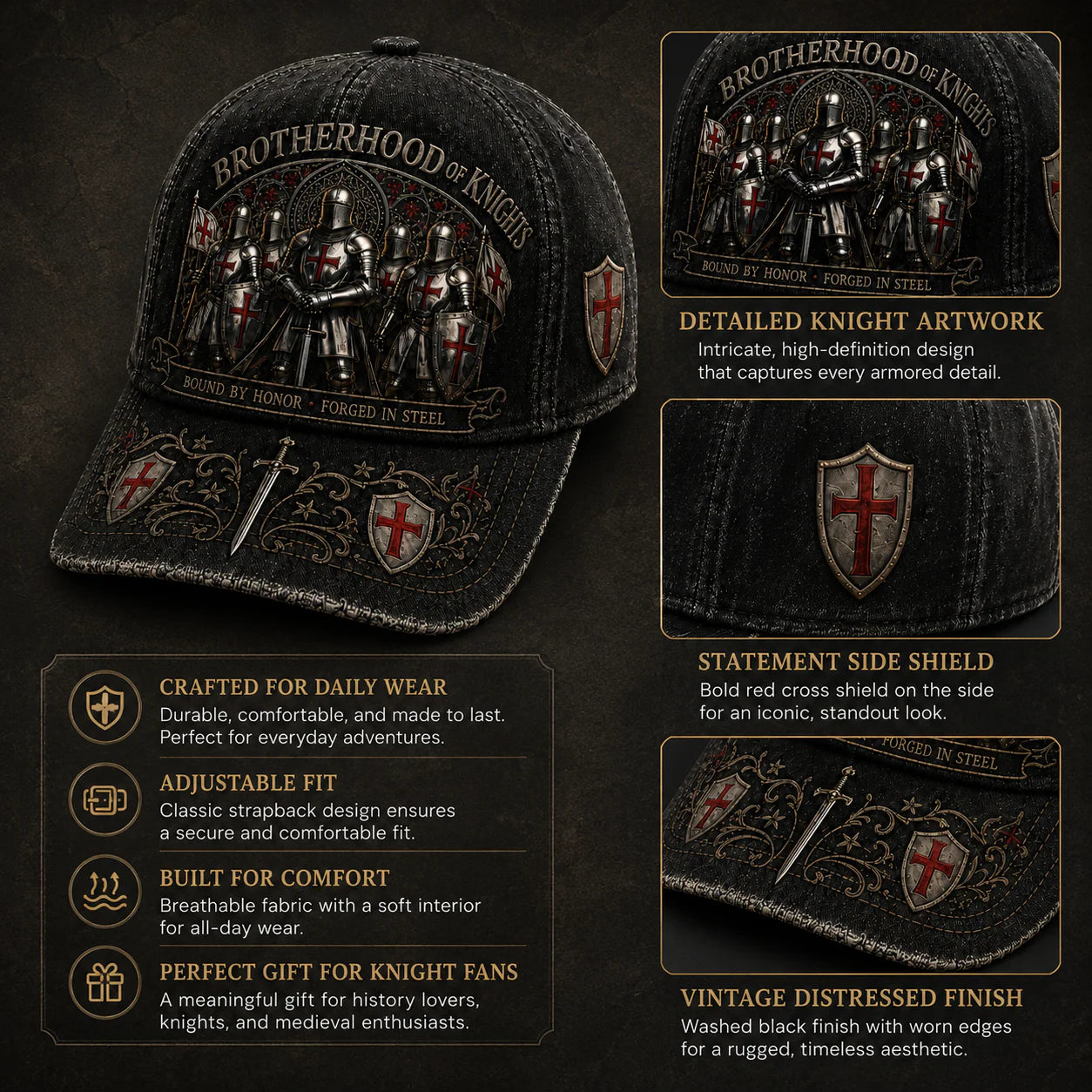 ⚔️ Bound By Honor Forged In Steel – Knights Templar Cap