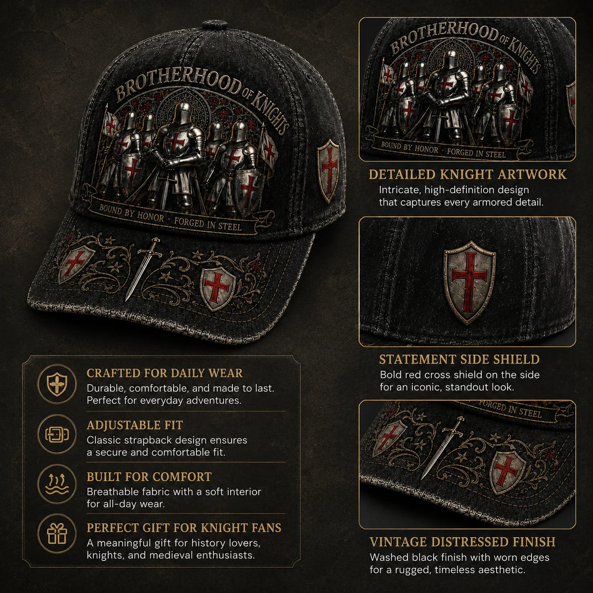 ⚔️ Bound By Honor Forged In Steel – Knights Templar Cap
