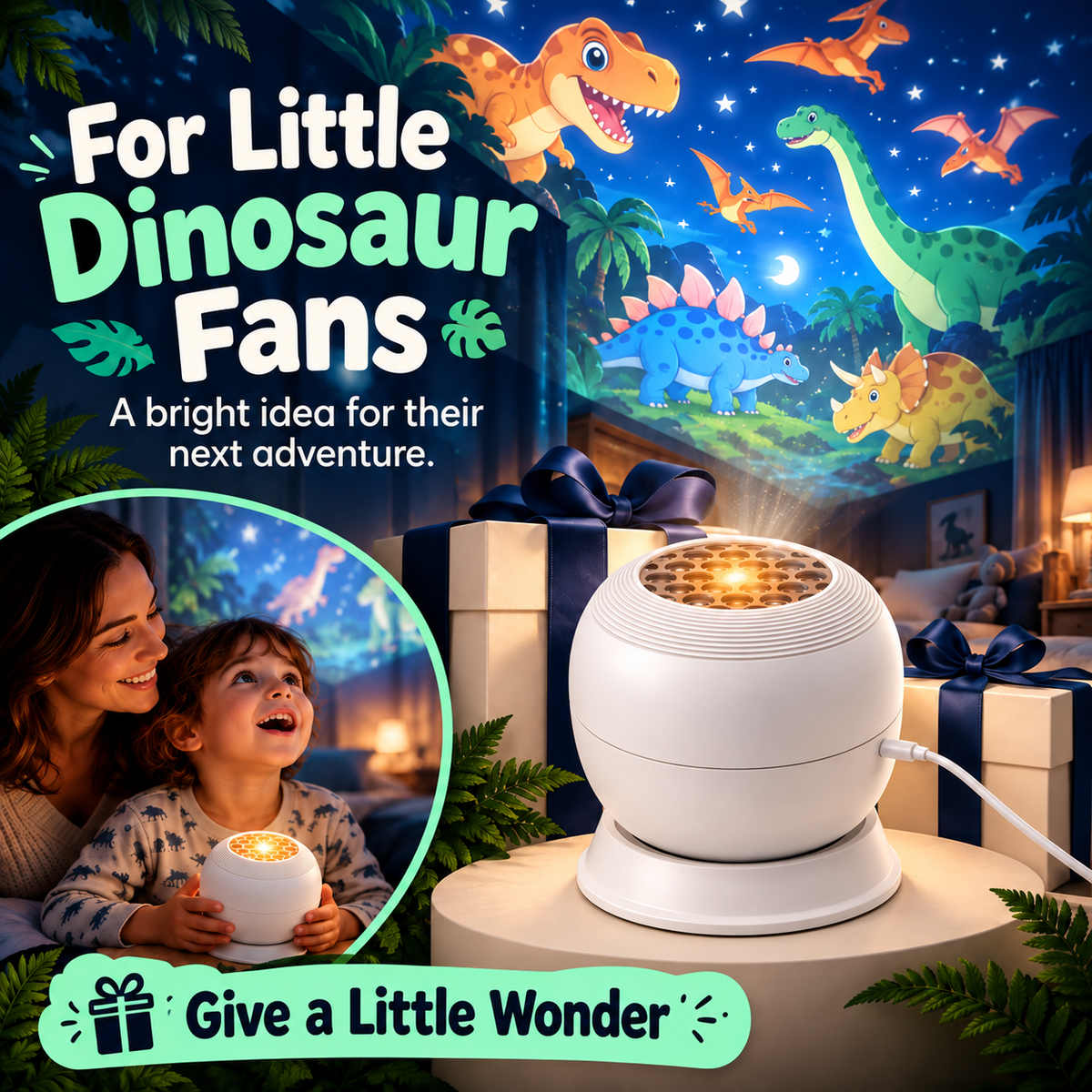 🦖 Dinosaur Night Light Projector – A Little World of Wonder