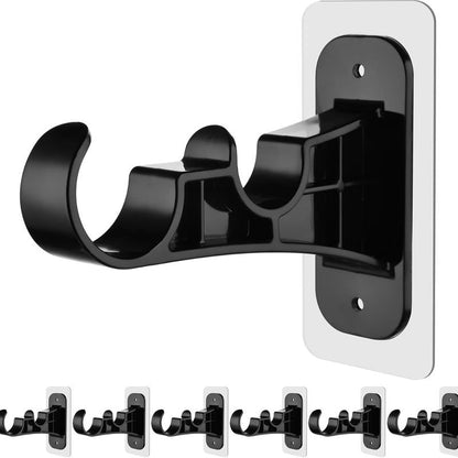 🏡 No-Drill Double Curtain Rod Brackets – Self-Adhesive 4-Pack - Rustic Brown