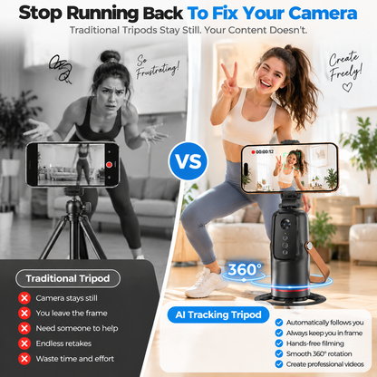 🎥 AI Face Tracking Tripod – Smart 360° Auto Tracking Phone Holder for Hands-Free Videos