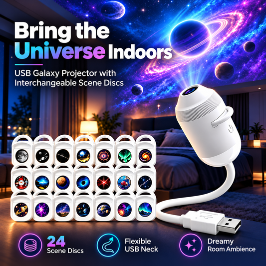 🌌 CosmicGlow™ Galaxy Projector – 24-Scene Starry Sky Light for Dreamy Room Ambience
