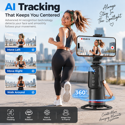 🎥 AI Face Tracking Tripod – Smart 360° Auto Tracking Phone Holder for Hands-Free Videos