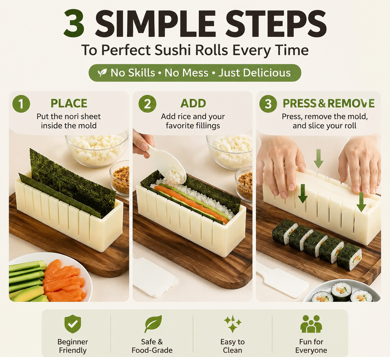 🍣 50% OFF Sushi Maker Mold – Perfect Homemade Rolls Made Easy