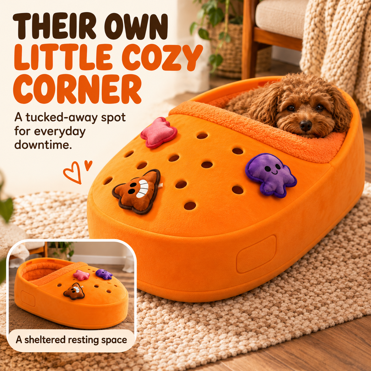 🐾🧡 SnuggleSlipper™ Cozy Plush Pet Cave Bed 🐶✨