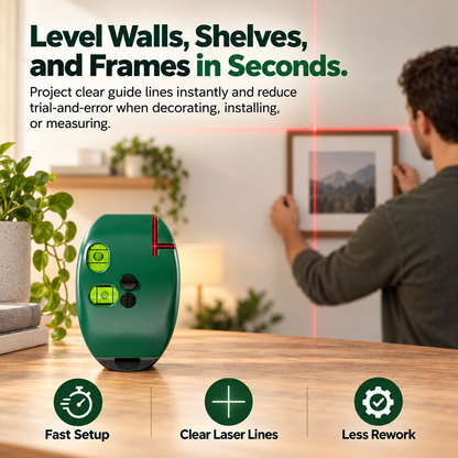 Laser Right Angle Level, 90° Cross Line Laser Level with Dual Bubble Vials, Compact Horizontal & Vertical Alignment Tool for Tile, Picture Hanging, Woodworking, DIY & Home Projects