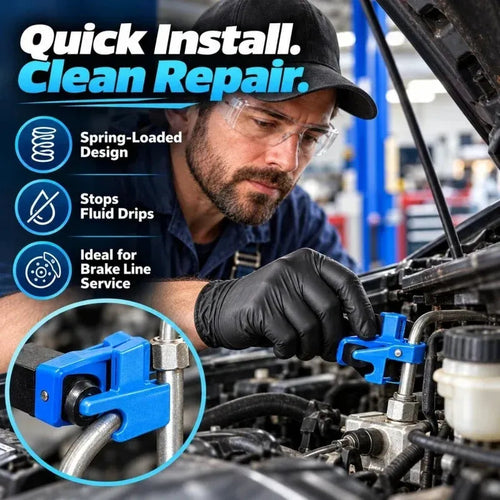 🔧 Brake Fluid Line Plug & Clamp – Handy Automotive Repair Tool