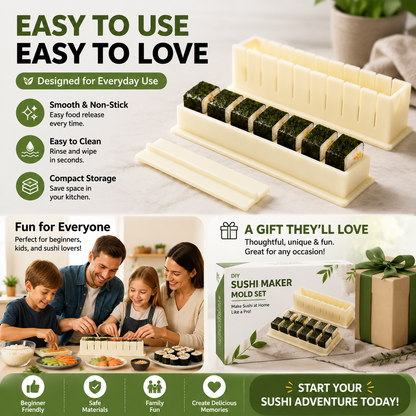 🍣 50% OFF Sushi Maker Mold – Perfect Homemade Rolls Made Easy