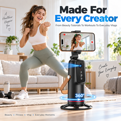 🎥 AI Face Tracking Tripod – Smart 360° Auto Tracking Phone Holder for Hands-Free Videos