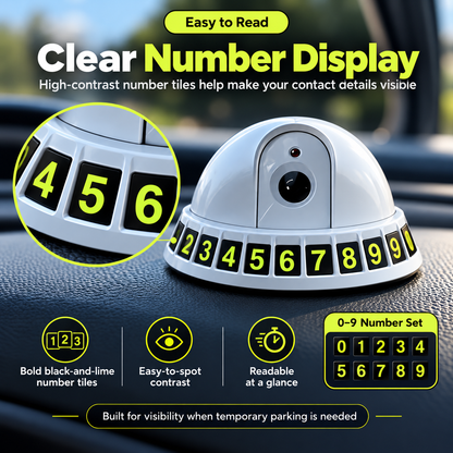 🚗 ParkGuard™ 2-in-1 Smart Parking Number Plate – Built-In Security Camera & Adjustable Phone Number Display