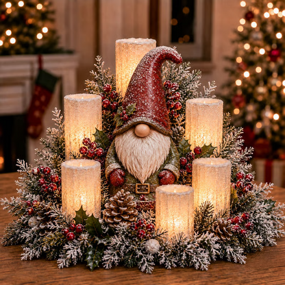 🎄 Lighted Christmas Snowman Centerpiece – Warm LED Candle Glow for Cozy Holiday Decor ✨