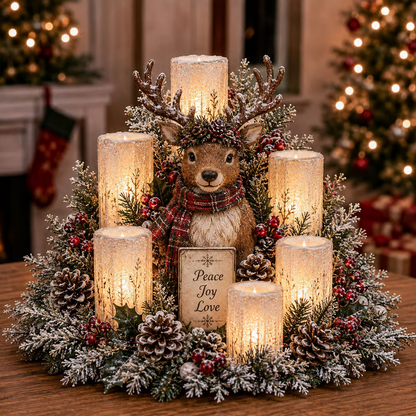 🎄 Lighted Christmas Snowman Centerpiece – Warm LED Candle Glow for Cozy Holiday Decor ✨