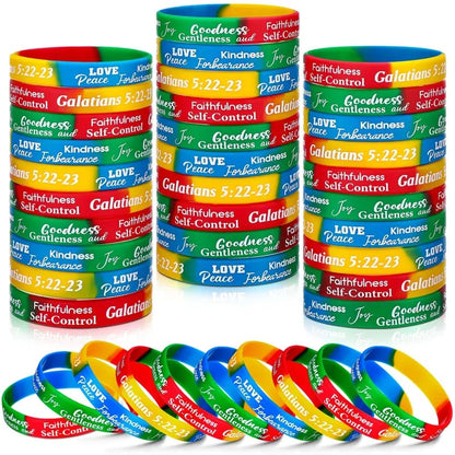 🎁✝️ 30/60PCS Bible Verse Bracelets – Christian Faith Wristbands for Church Events, Youth Groups & Sunday School Rewards