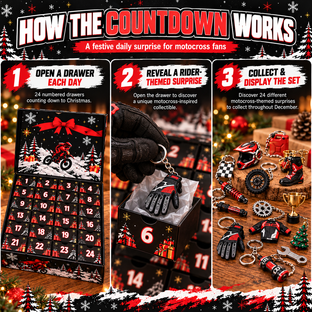 🏍️ MotoRush™ 24-Day Motocross Advent Calendar – Daily Rider Surprises for Bike Fans