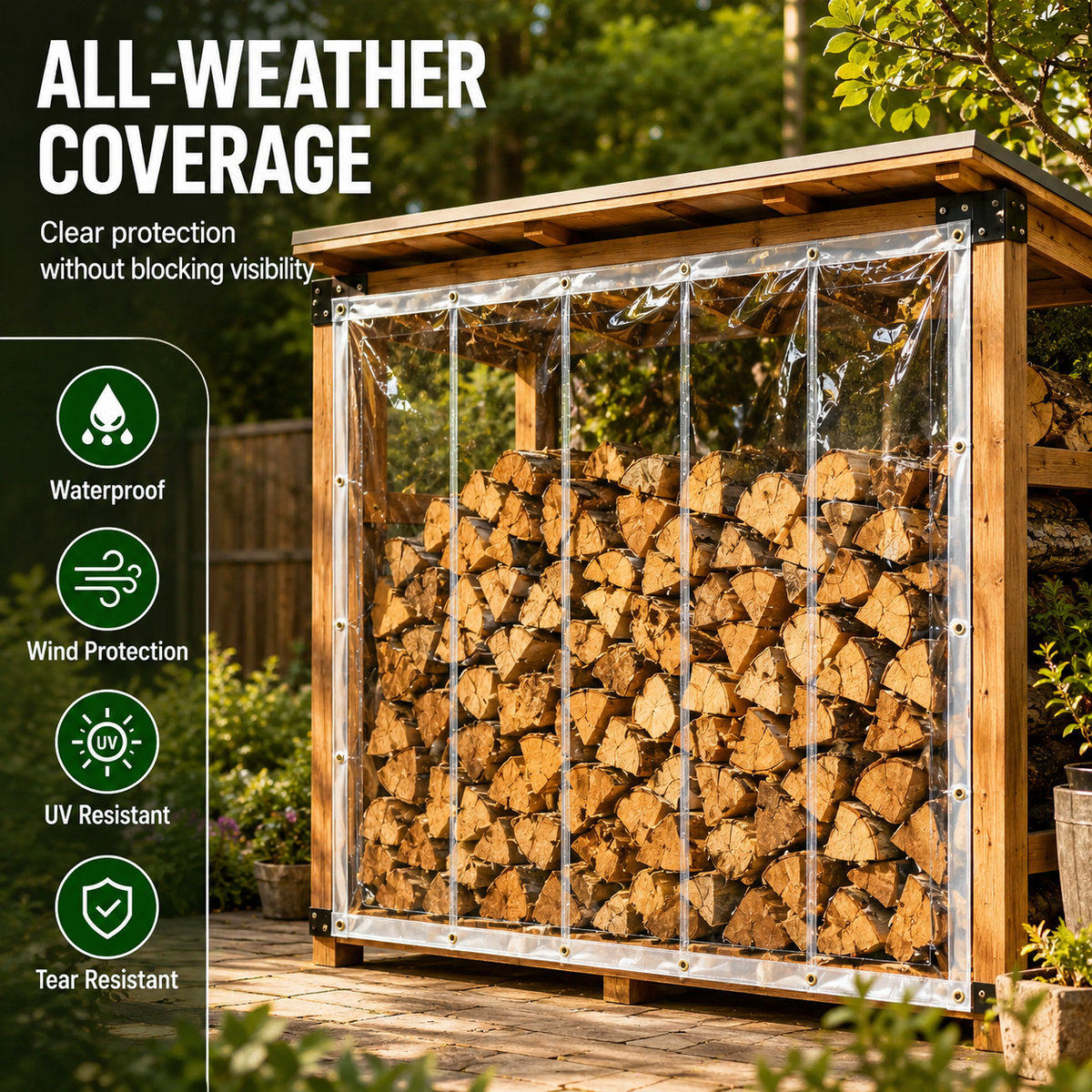 🌧️ ClearShield Pro™ Waterproof Tarp – Reinforced Clear Cover with Grommets