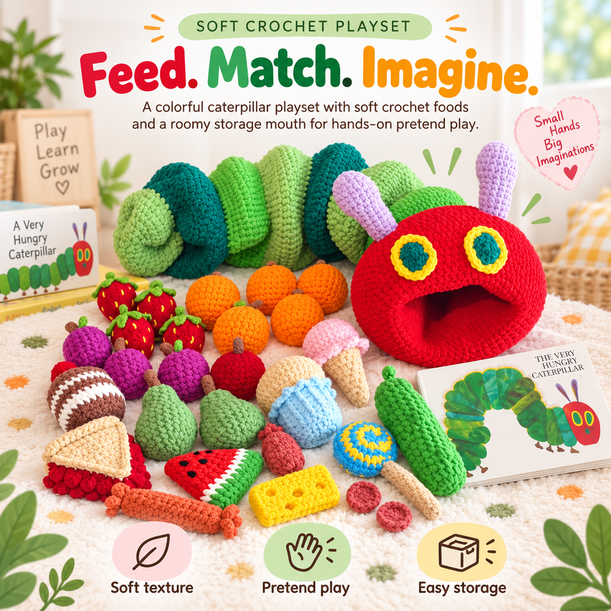 Feed & Fun™ Caterpillar Crochet Toy Set ⭐⭐⭐⭐⭐