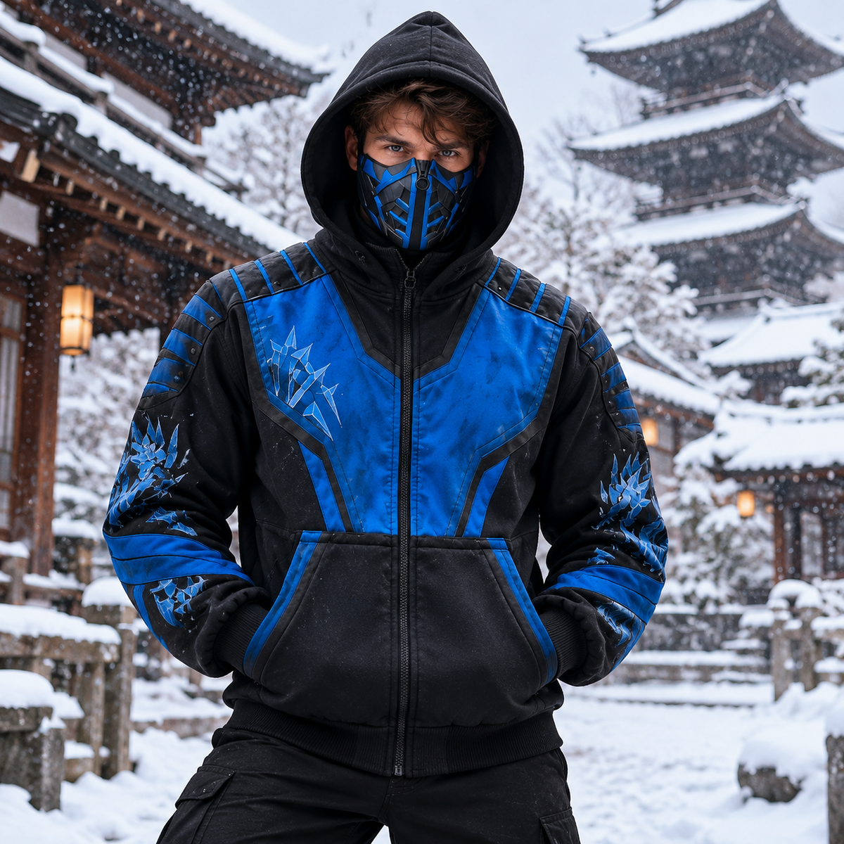 ⚡ Blue Shadow™ Ninja Mask Hoodie – Bold Style, Everyday Comfort