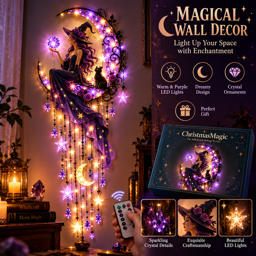 🌙 Enchanted Witch Moon LED Wall Decor ✨
