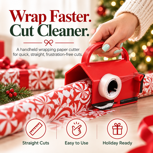 Handheld Wrapping Paper Cutter – Sliding Gift Wrap Cutting Tool