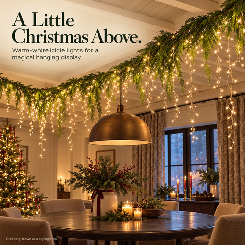 ✨ Warm White Icicle Fairy Lights – Branching Christmas Hanging Decor