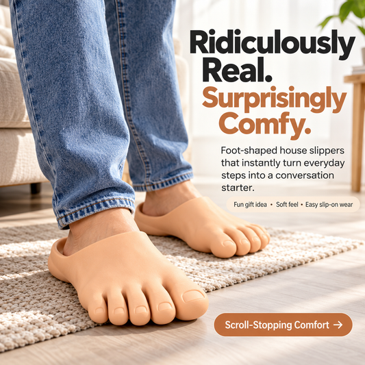 🦶 ToeTastic™ Funny Realistic Foot Slippers – Hilarious Giant Toe Slippers for Gag Gifts & Parties