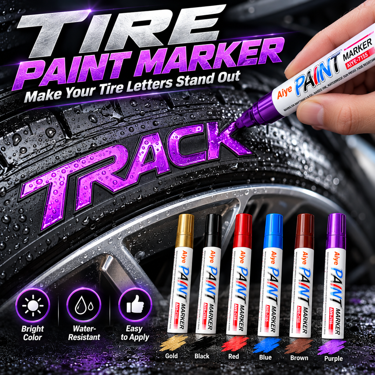 TireGlow™ DIY Tire Paint Markers – 6 Vibrant Colors