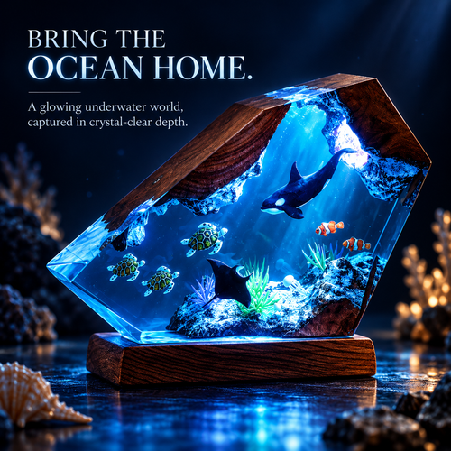 OceanGlow™ Handcrafted Resin Ocean Art Lamp