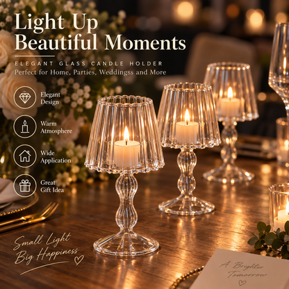 Lumière Glass Tealight Candle Holder – Elegant Tabletop Ambience