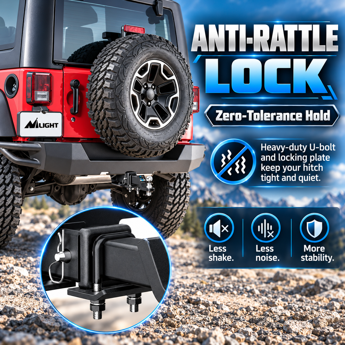 Anti-rattle stabilizer installation view