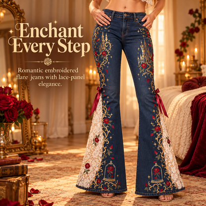Enchanted Rose™ Embroidered Lace Flare Jeans