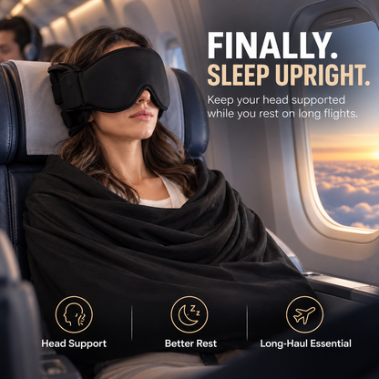 Upright Travel Sleep Wrap – Headrest Support Eye Mask for Long Flights