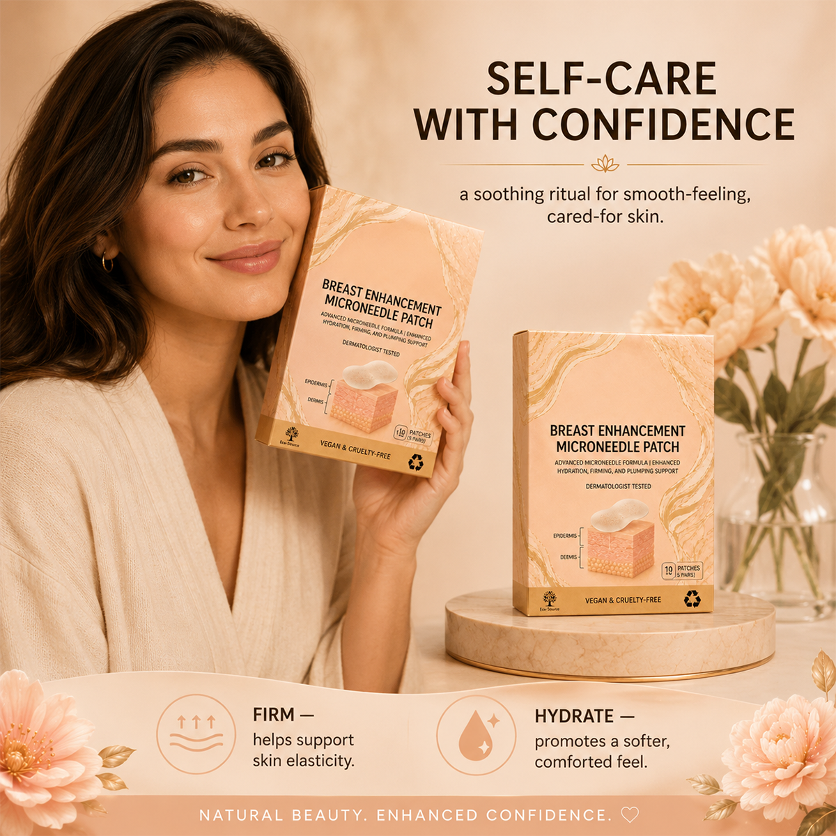Bust-area microneedle skincare patch self-care set
