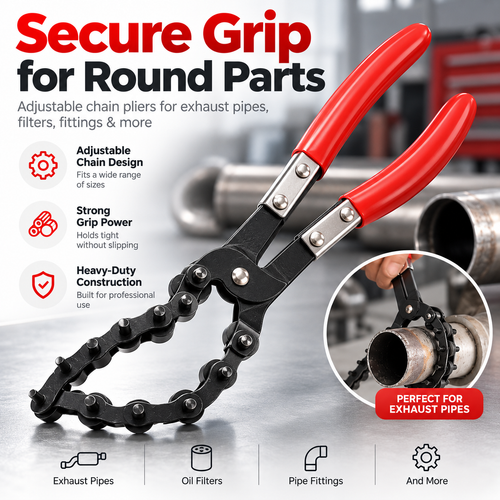 Heavy-Duty Adjustable Chain Pliers – Pipe, Oil Filter & Exhaust Grip Tool
