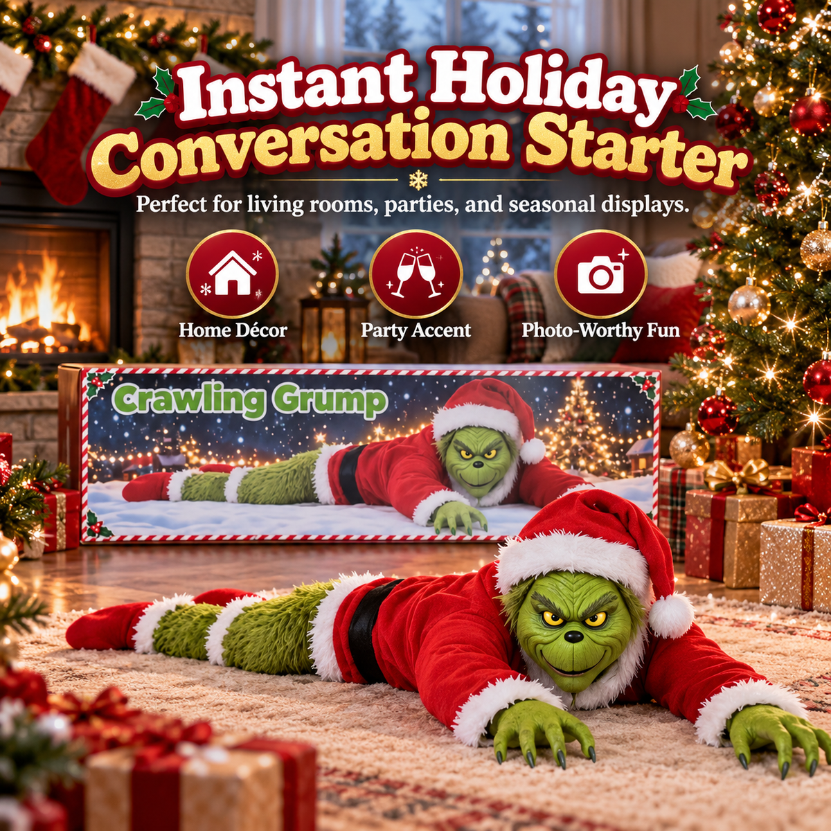 🎄 Crawling Grump™ Christmas Crawler – Hilarious Moving Holiday Decor That Steals the Show
