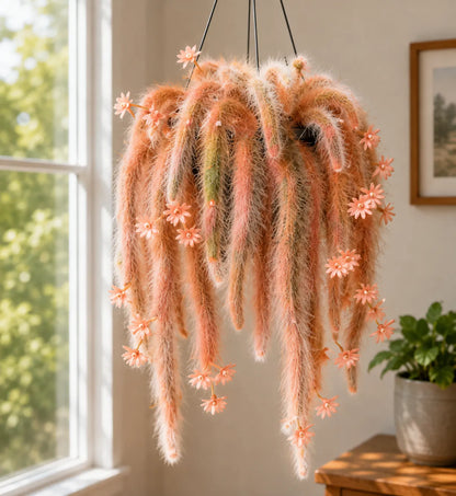 🌸 Rare Rainbow Monkey Tail Cactus Bulbs – Cascading Blooms for Hanging Baskets