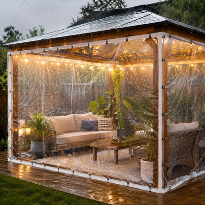 🌧️ RainShield Pro™ Transparent Waterproof Tarp – Heavy-Duty Outdoor Cover with Secure Grommets