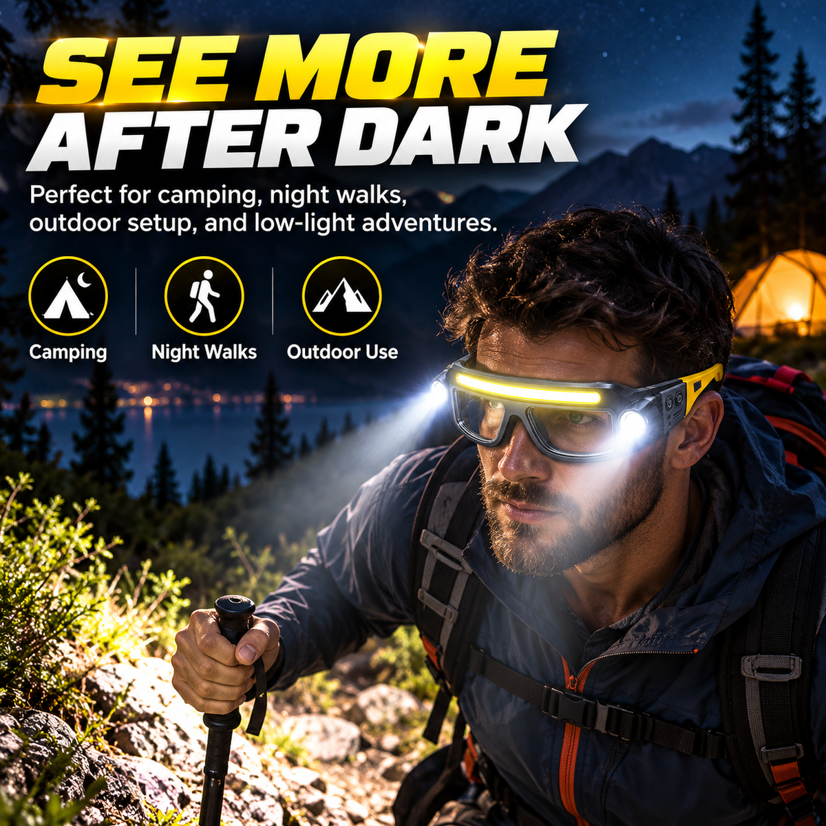 🔦 BrightSight™ Hands-Free LED Work Glasses – Wide Beam Lighting for Repairs, DIY & Night Work