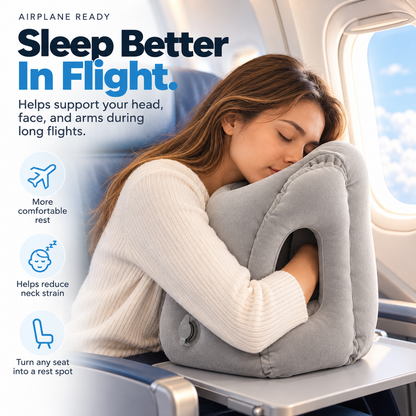 ✈️ Inflatable Travel Pillow – Face-Down Sleeping Pillow with Arm Support for Flights & Office Naps