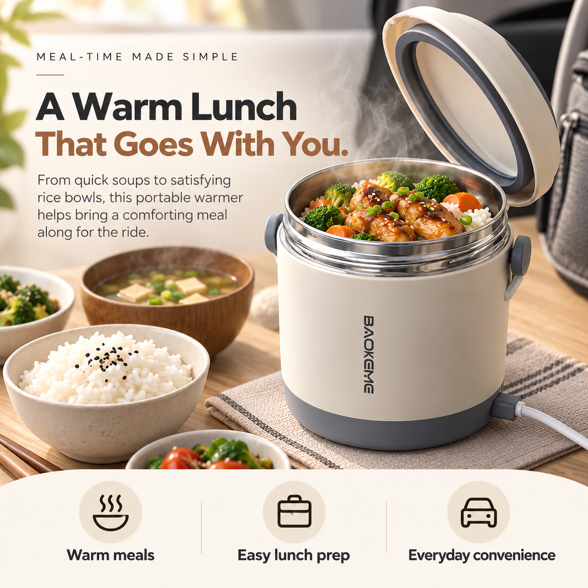 🔥 HeatMate™ Portable Food Warmer – Electric Heated Lunch Box for Hot Meals Anywhere