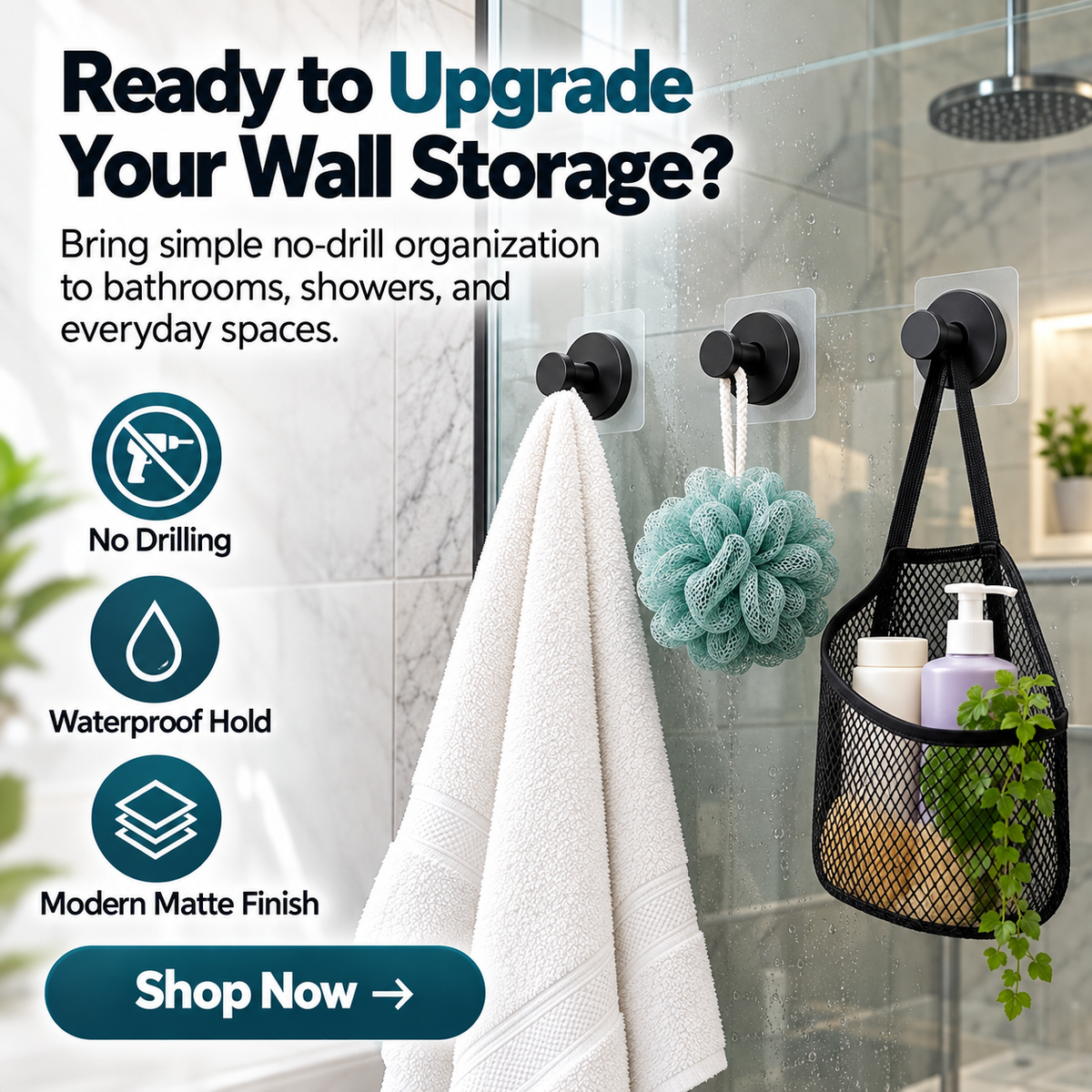 StickPro™ No-Drill Adhesive Wall Hooks – Peel, Press & Organize