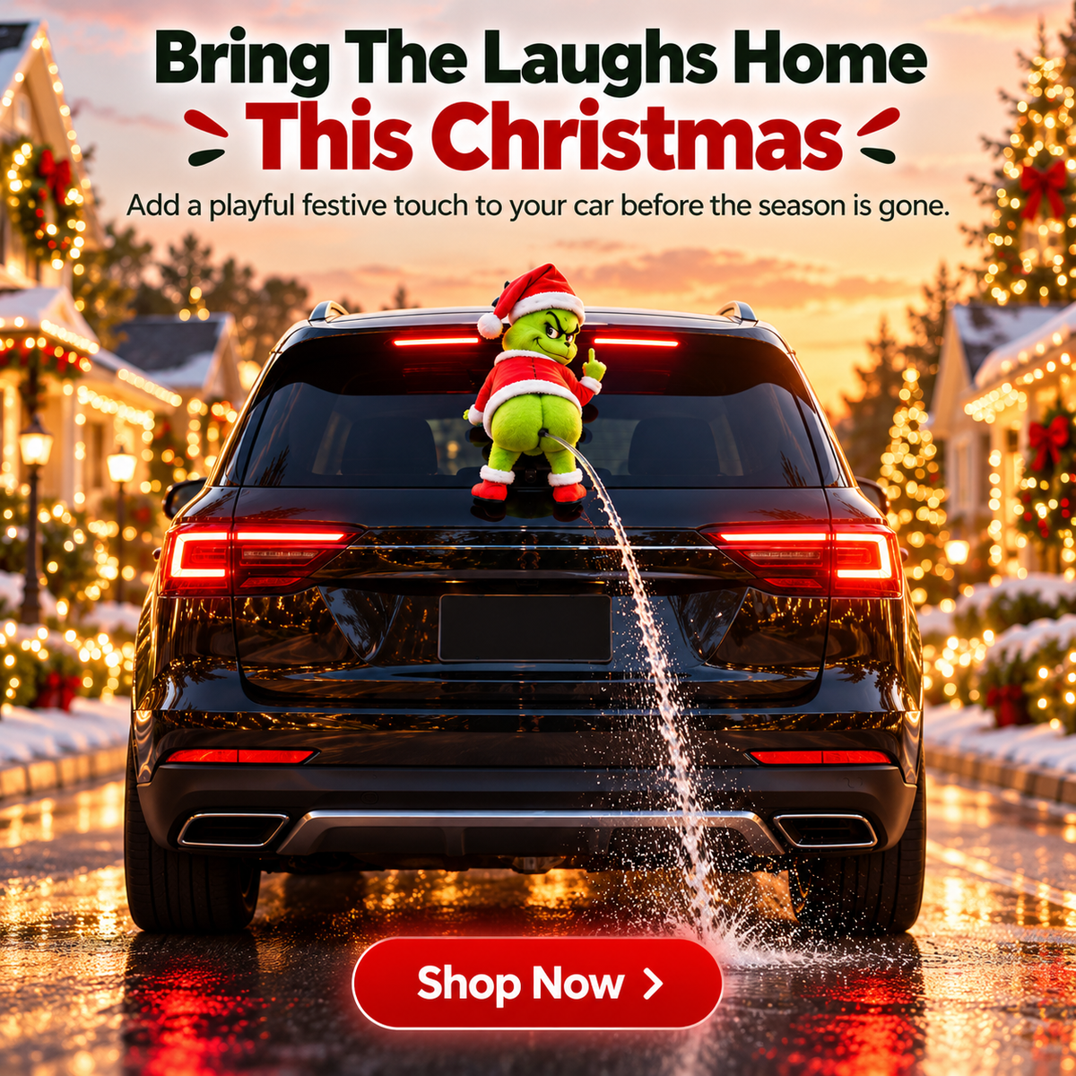 🎄 Funny Christmas Car Wiper Decoration – Holiday Mischief Ornament 🚗🎅