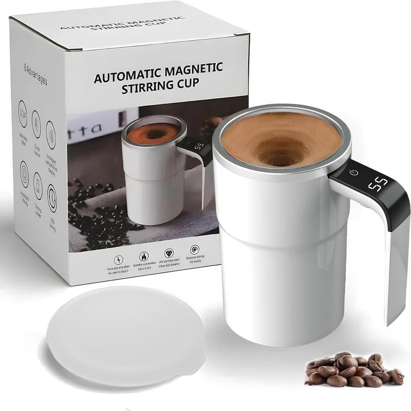 Automatic magnetic stirring mug with lid temperature display and coffee